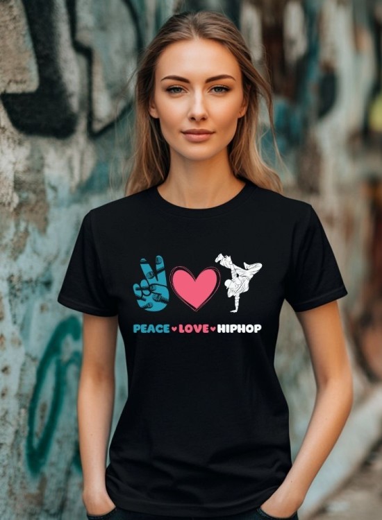 Тениска Peace Love Hiphop - 90s - Jaba.bg