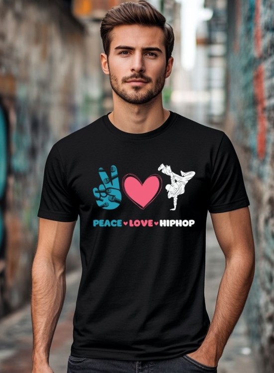 Тениска Peace Love Hiphop - 90s - Jaba.bg