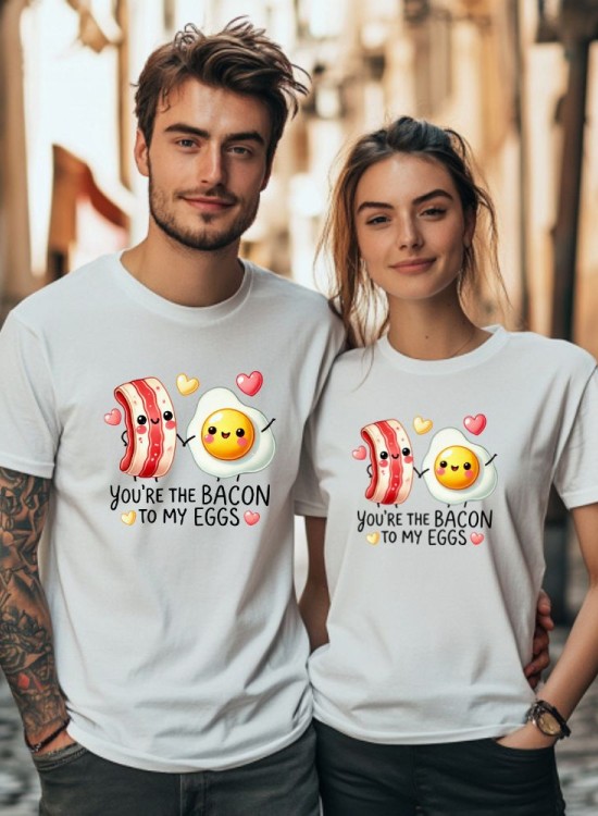 Тениска за двойки Bacon to my Eggs - За двойки - Jaba.bg