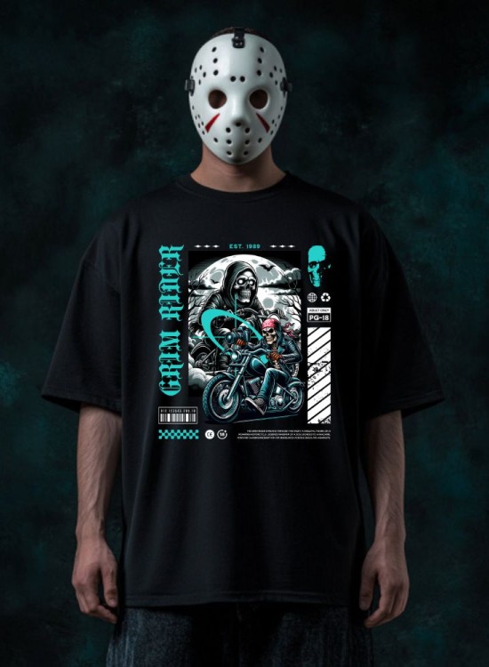 Овърсайз тениска Grim Rider Streetwear - Стрийт дизайни - Jaba.bg