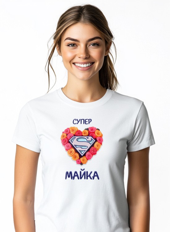 Дамска тениска Супер Майка cartoon - За мама - Jaba.bg
