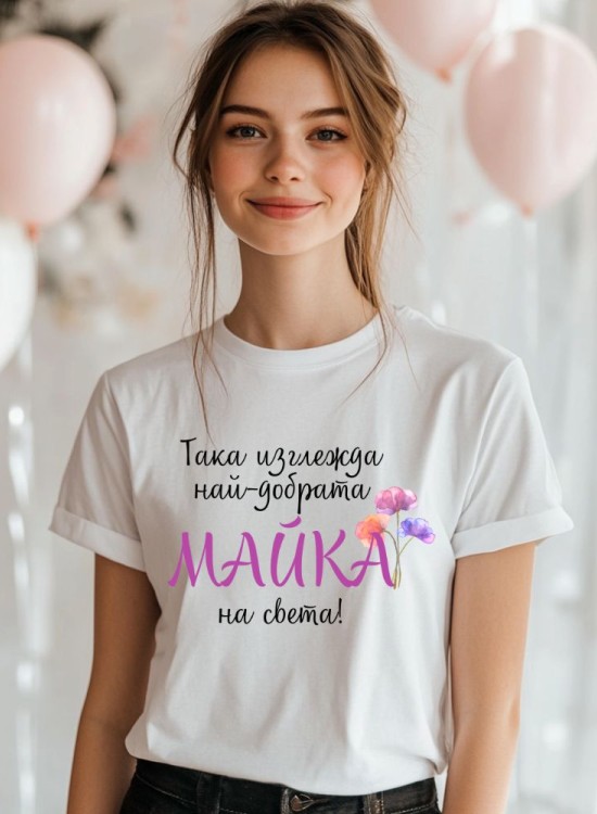 Дамска тениска Най-добрата майка на света - 8-ми Март - Jaba.bg
