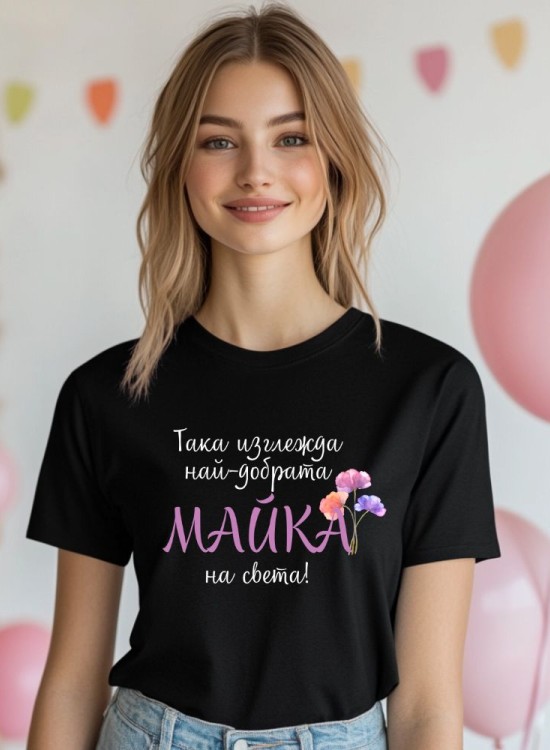 Дамска тениска Най-добрата майка на света - 8-ми Март - Jaba.bg